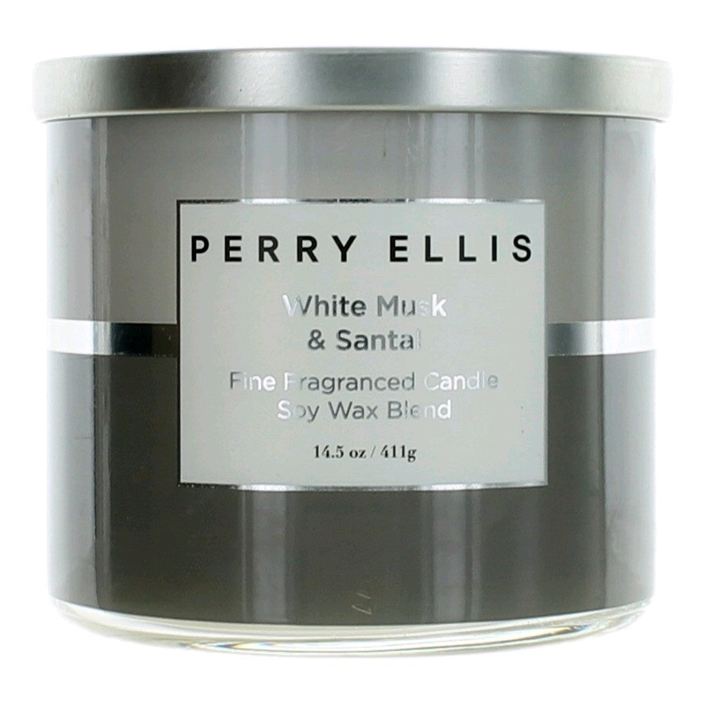 Photo of Perry Ellis 14.5 oz Soy Wax Blend 3 Wick Candle - White Musk & Santal